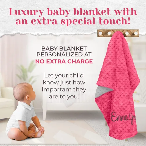 Vista 5 de berry bebe Manta de bebé personalizada para niña, recién nacido con monograma personalizado, manta con nombre personalizado, artículos esenciales