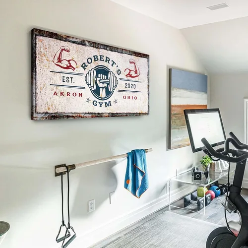 Vista 12 de Tailored Canvases Letrero Personalizado de Gimnasio Arte de Pared Decorativo - Lienzo Motivacional para Gimnasio en Casa, Sala de Entrenamiento
