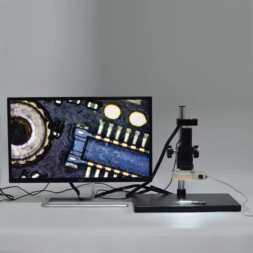 Vista 6 de HAYEAR 34MP HDMI USB HD Digital Industria Video Microscopio Cámara+180X C-Mount Lens+144LED Light+Big Boom Stand Soporte Universal