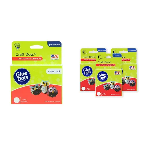 Vista 8 de Glue Dots N' Go Dispensador con puntos para manualidades, (04484). 375 pulgadas, rojo, 200 unidades y 8961 1/2 pulgada escolar 600 unidades paquete