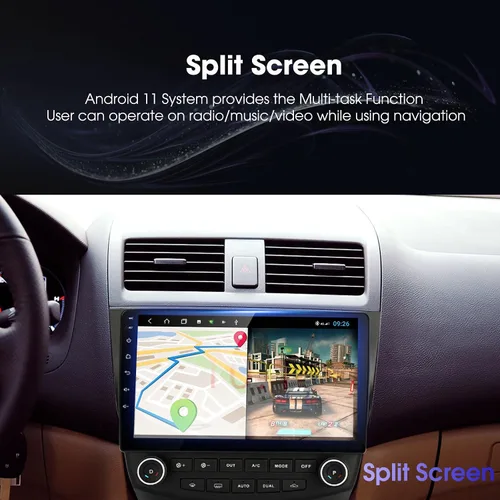 Vista 4 de Para Honda Accord 7th 2003-2007 Android Car Stereo, Carplay integrado y Android Auto, pantalla táctil capacitiva de 10 pulgadas, unidad