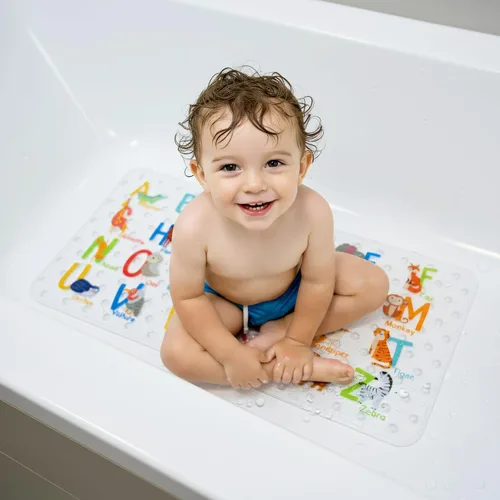 Vista 2 de BEEHOMEE Tapetes de baño para bañera para niños, bebés y niños pequeños - Grandes tapetes antideslizantes de dibujos animados para baño, bañera