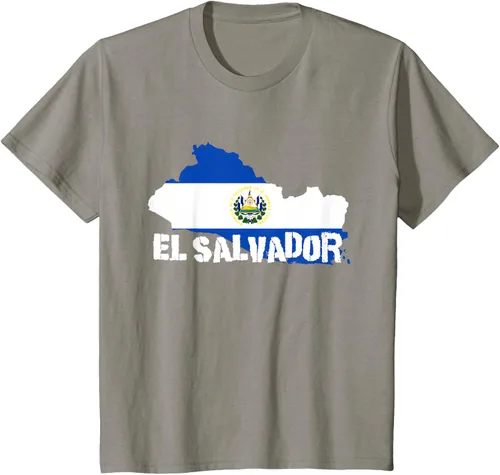 Vista 30 de Camiseta con la bandera de El Salvador, mapa de El Salvador, camiseta de Salvador para mujer, Negro