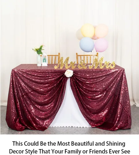 Vista 4 de ShinyBeauty - Mantel rectangular de lentejuelas (60” x 102”), diseño de bodas y fiestas de Navidad