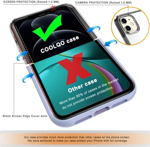 Vista 4 de COOLQO - Funda transparente de silicona de cuerpo completo 360º a prueba de golpes, compatible con iPhone 12 / iPhone 12 Pro de 6.1 pulgadas