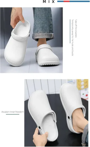 Vista 8 de Unisex EVA Clogs Waterproof Comfortable Oil-Resistant Non-Slip Work Shoes for Chef Nurse