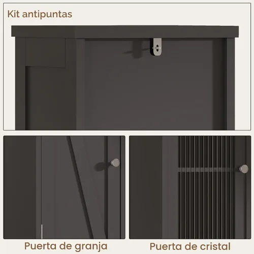 Vista 7 de ChooChoo Armario Alto de Almacenamiento para Baño con Luz, Gabinete de Baño Estrecho de 5 Niveles con 2 Puertas, Gabinete de Ropa Blanca Delgado