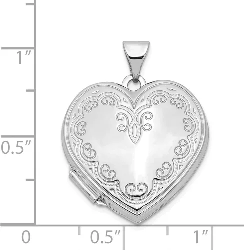 Vista 3 de Noble Collections - Colgante de oro blanco de 14 K con forma de corazón (0.866 x 1.063in)