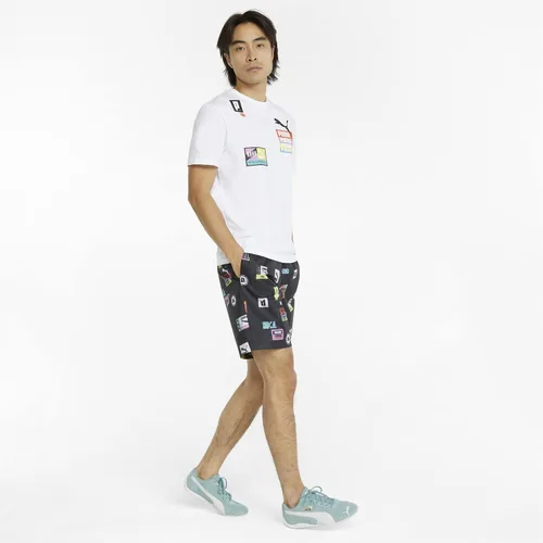 Vista 2 de PUMA Pantalones cortos tejidos de 8 pulgadas con estampado de marca Love All Over