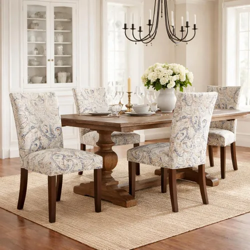 Vista 2 de HomePop Classic Parsons - Silla de comedor, terciopelo azul Azul terciopelo