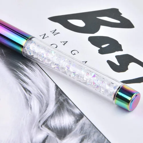 Vista 6 de 1 Uds. Oval UV Builder Gel Nail Brush Rhinestone Mango Profesional Nail Art Tool para Polygel Hard Gel