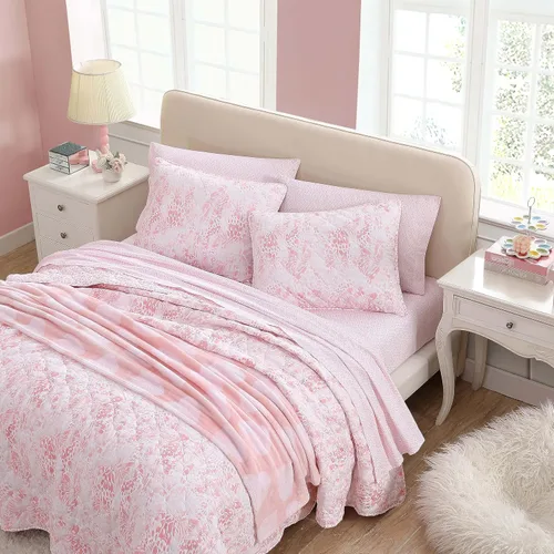 Vista 2 de Betsey Johnson - Juego de edredón individual con funda, juego de ropa de cama reversible