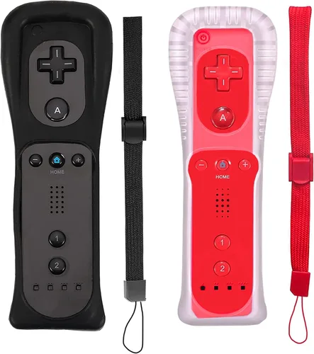 Vista 7 de PGYFDAL 2 Packs Classic Remote Controller Compatible for Wii Wii U Console, Gamepad with Soft Silicone Sleeve and Wrist Strap (Black and Pink)