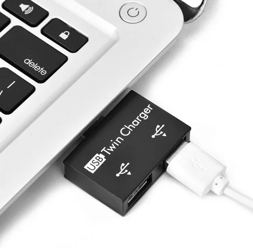 Vista 3 de Adaptador divisor USB macho a 2 hembras, convertidor de extensión USB 2.0, 1 macho a 2 hembras, concentrador USB 2.0 de 2 puertos para Negro