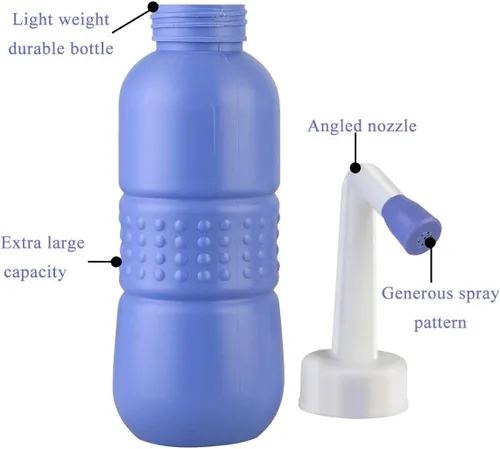 Vista 3 de Botella de bidé portátil para viajes, cuidado de higiene personal, bidé manual (11 pulgadas)