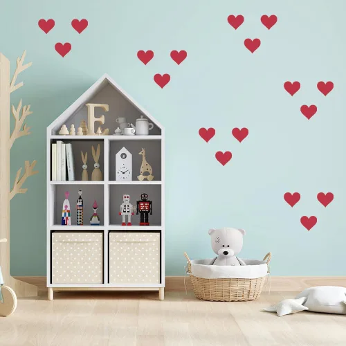 Vista 6 de Calcomanías de pared de corazón mate, 120 calcomanías estéticas de corazón de 2 pulgadas para decoración de guardería y habitación de niños