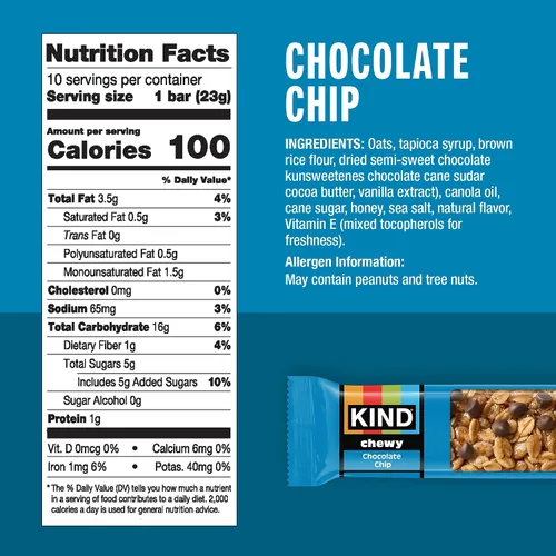 Vista 2 de KIND Barra masticable de granola, chispas de chocolate, 10
