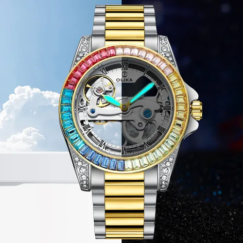 Vista 2 de Olika Women Watch Self Winding Mechanical Watch - Stainless Steel Skeleton Watch Luminous Waterproof Watch Business Stylish Watch for Woman