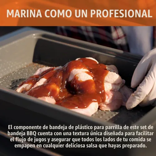 Vista 4 de Yukon Glory Juego de preparación y servicio de barbacoa de 5 piezas con Preparación de parrilla con bandeja de descongelación