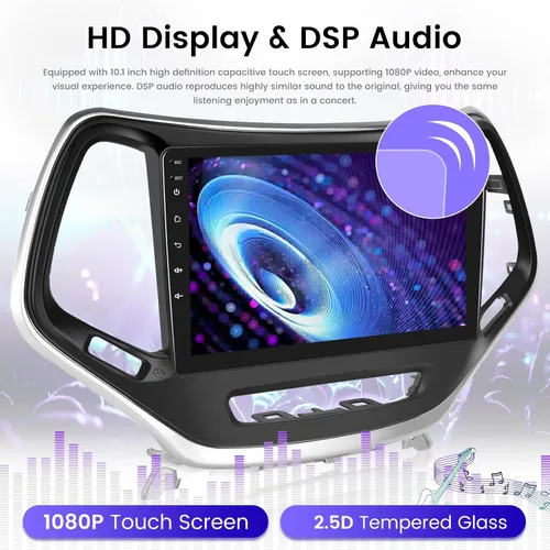 Vista 5 de Radio Android de 2 GB+64 GB para Jeep Cherokee 2013-2018, pantalla táctil de 10.1 pulgadas, estéreo de coche, Carplay y Android