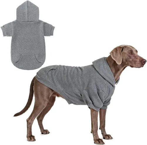 Vista 14 de KOOLTAIL Sudadera básica con capucha para perro, suave y cálida, con agujero para correa y con bolsillo, abrigo de invierno para perros, ropa