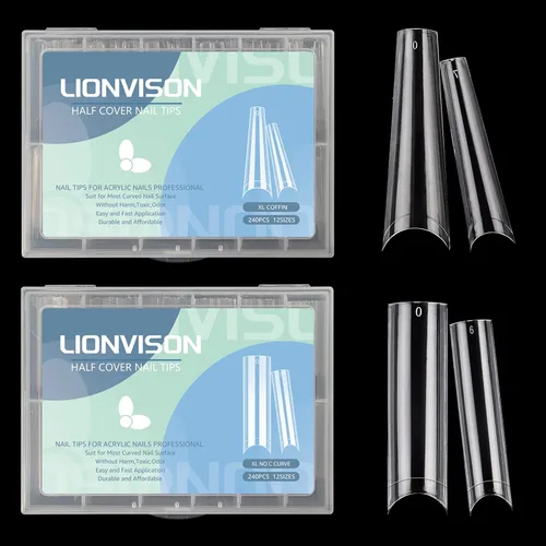 Vista 9 de LIONVISON Puntas de uñas cuadradas XL: 480 puntas de uñas extra largas sin