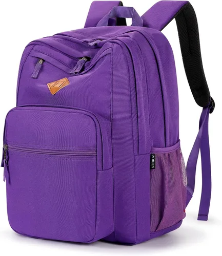 Vista 26 de ZORFIN - Mochila de 26 litros para la escuela, universidad y viajes, impermeable, con 8 compartimentos, Verde militar, Moderno