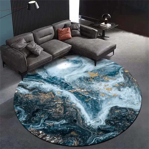 Vista 28 de Tapete redondo de mármol verde esmeralda, lavable, pequeño círculo, para dormitorio, sala de estar, alfombra moderna abstracta circular, 2 pies