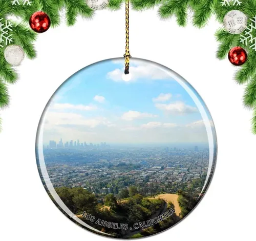 Vista 29 de California Los Ángeles Battleship Museum USA Christmas Tree Adorno Decoración Colgante Colgante Decoración City Travel Souvenir Collection Porcelana