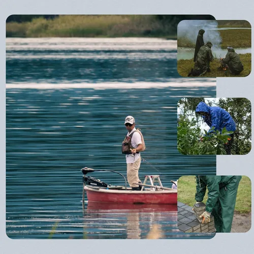 Vista 5 de RainRider Pantalones de lluvia con peto de trabajo para hombres y mujeres, pantalones resistentes al agua, pantalones de trabajo, overol de pesca