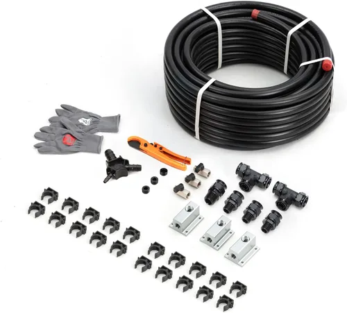Vista 12 de Kit de Accesorios para Compresor de Aire 1/2" x 100 pies Sistema de Tuberías de Aire Comprimido de Aluminio HDPE Manguera Negra de Compresor de Aire