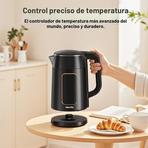 Vista 7 de Mecity Hervidor eléctrico de 1.7L con pantalla táctil de control de temperatura, sin contacto de plástico con agua. 6 programas de temperatura