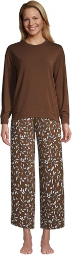 Vista 4 de Lands End Pantalones de pijama para mujer de tiro medio y pierna ancha