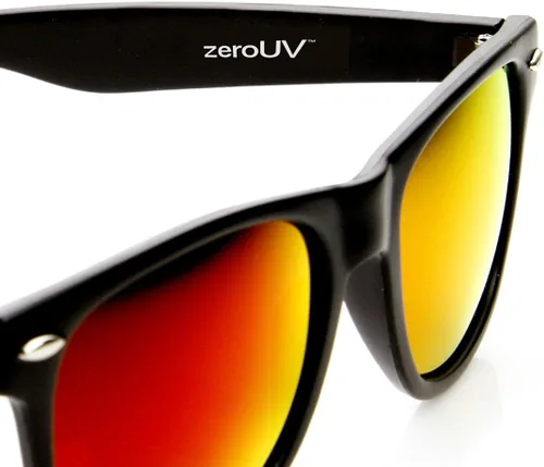 Vista 3 de zeroUV Gafas de sol reflectantes mate planas 8025 de estilo con borde de cuerno grande con lente de color flash