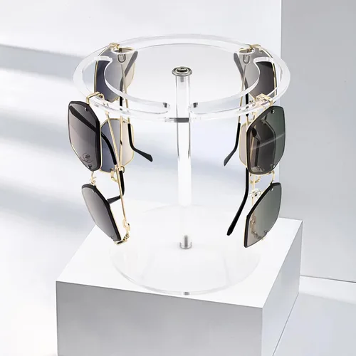 Vista 5 de Soporte acrílico para lentes de sol con rotación 360, soporte de exhibición de lentes y organizador de lentes de sol, organizador de gafas de sol