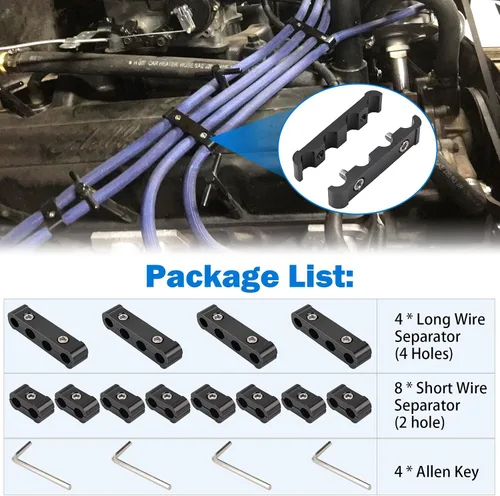 Vista 8 de 12 piezas de separador divisor de cable de bujía de motor de automóvil para cables de bujía de 8 mm, 9 mm, 10 mm Sujetadores de cable de encendido