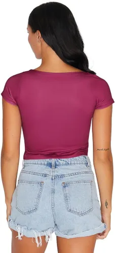 Vista 33 de Lojobands Camiseta corta ajustada para mujer, hecha en Estados Unidos, talla única