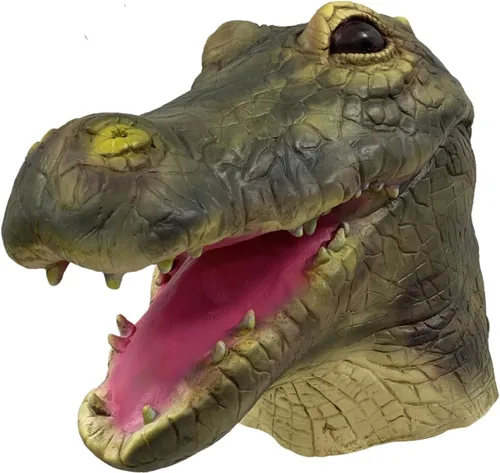 Vista 4 de Gmasking Máscara de cabeza de cocodrilo de látex para disfraz de fiesta de Navidad de Halloween