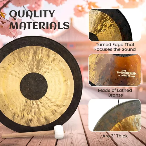 Vista 7 de The Gong Shop Gong chino hecho a mano, lavado rico y tonos de resonancia profunda para meditación, curación de sonido, yoga o decoración del hogar