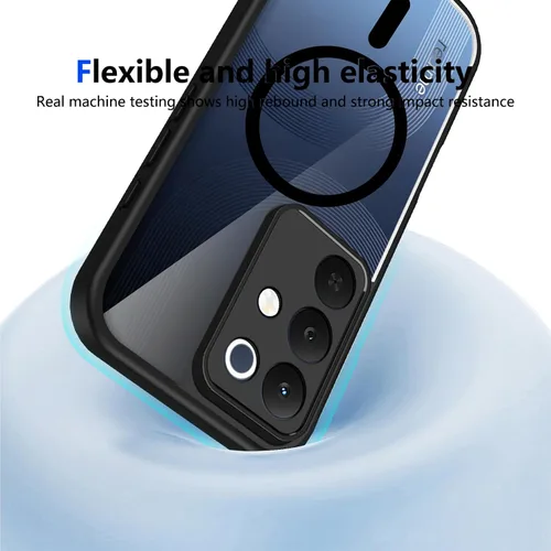 Vista 469 de Funda magnética transparente compatible con Xiaomi 17T, color negro 2 en 1 PC + TPU cubierta de teléfono a prueba de golpes, carcasa protectora