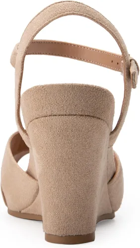 Vista 3 de Aerosoles Sandalia de cuña pastel para mujer, gris pardo imitación de gamuza