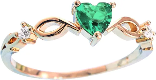 Vista 10 de Anillos de compromiso en forma de corazón para mujer, anillos de aniversario de circonita incrustada, elegante, exquisita joyería de boda (A-azul, 5)