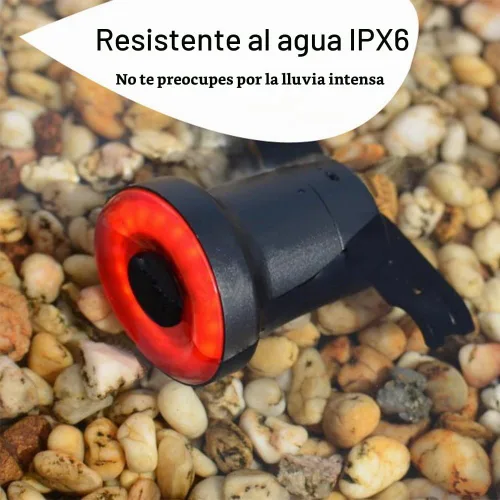 Vista 4 de Luz trasera inteligente para bicicleta ultra brillante, luz de bicicleta recargable encendido/apagado automático, luces LED impermeables IPX6