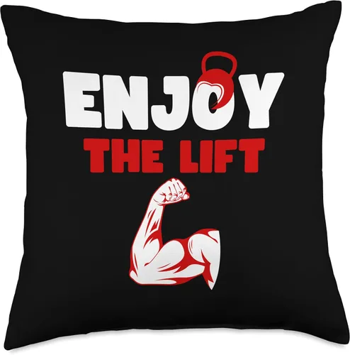 Vista 4 de Enjoy The Lift Funny bodybuilder workout Quote, Cool Lifting Throw Pillow