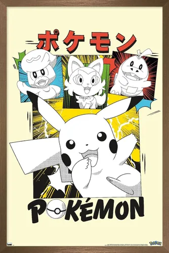 Vista 16 de Trends International Pokémon - Póster de pared de anime Sonrisas, 22.4 pulgadas de largo x 14.7 pulgadas, versión enmarcada de madera de granero