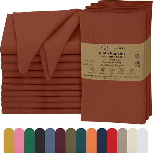 Vista 43 de Ruvanti - Servilletas de tela, paquete de 6, 45x45 centímetros, 100% algodón, lavables, suaves y absorbentes, perfectas para bodas, cenas de Belleza