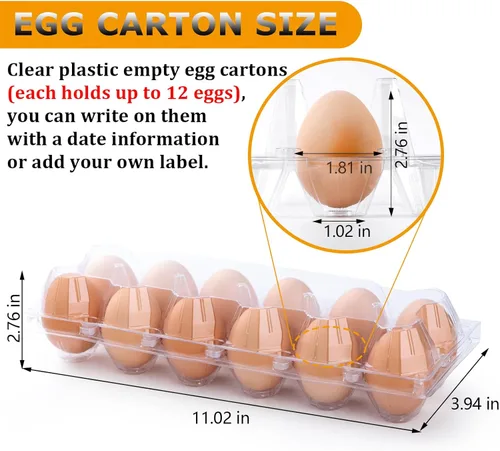 Vista 2 de 48 paquetes de cartones para huevos económicos a granel de 12 unidades, 1 docena de cartones para huevos transparentes y vacíos para huevos