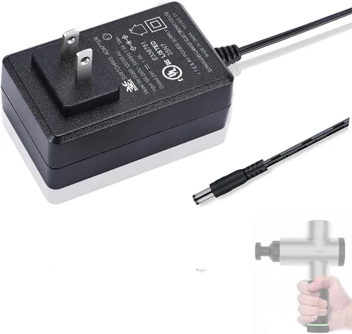 Vista 7 de Cargador de pistola de masaje, 110 V Salida del cargador: DC 24V 1A Cargador Pistola de masaje Cable de alimentación Muscle Blaster (cargador)