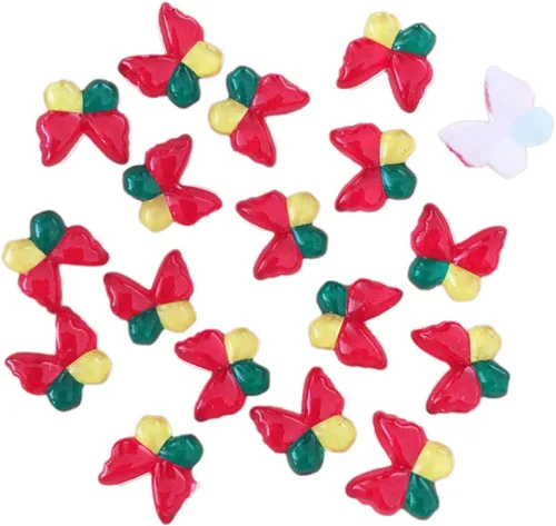 Vista 20 de Diamantes de imitación de mariposa con parte trasera plana, 80 unidades de 0.394 pulgadas, dijes de mariposa de resina para uñas, adornos, álbumes