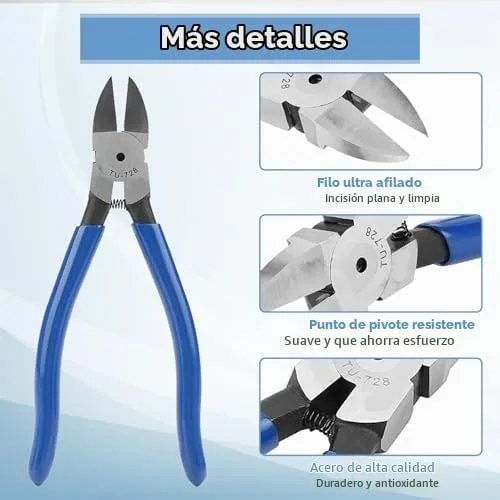 Vista 3 de TU-728 Cortadores de puerta empotrados - Alicates diagonales azules portátiles para varios cables